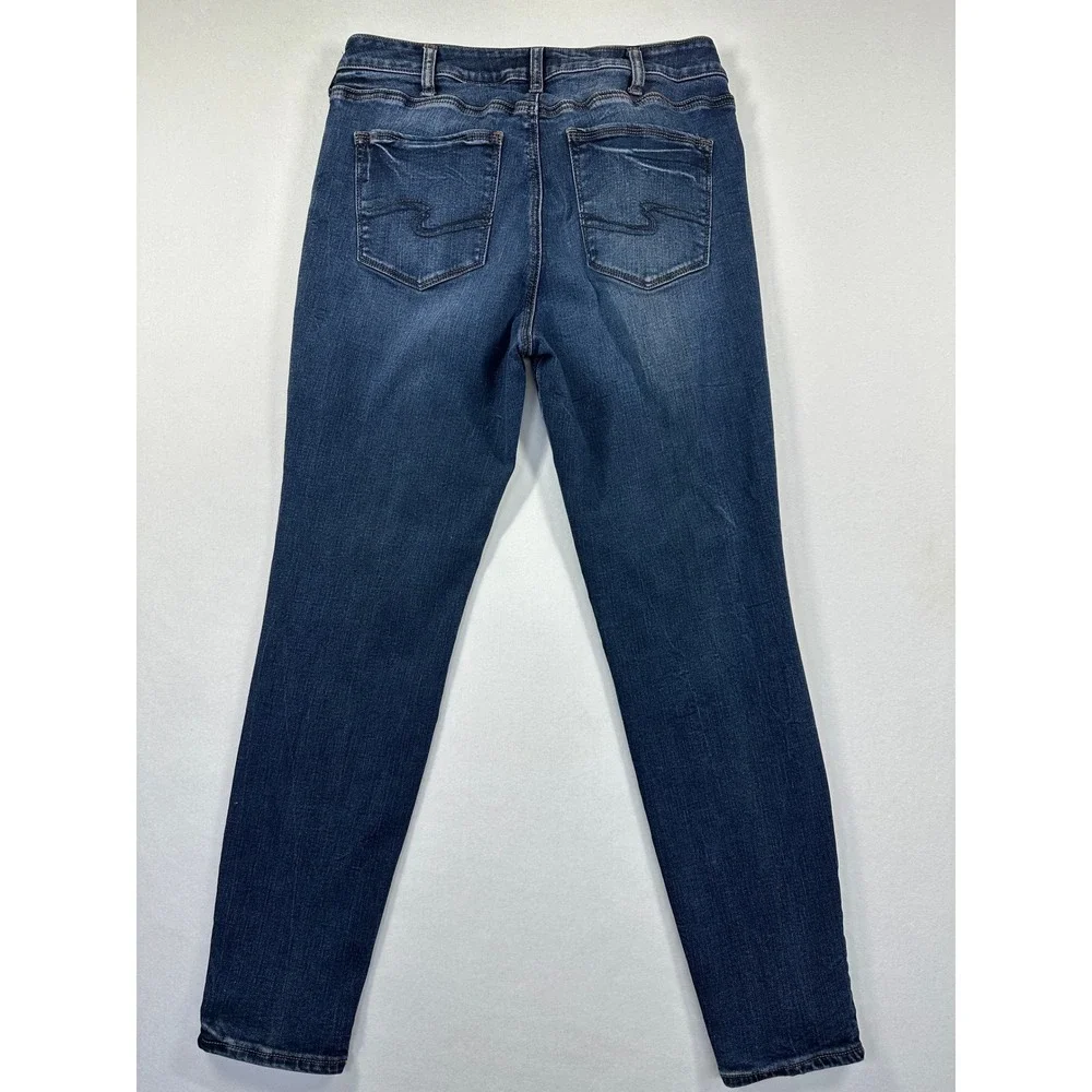 Silver Jeans Avery Skinny Denim Sz 32x29 Dark Faded Wash Indigo Stretch Mid Rise